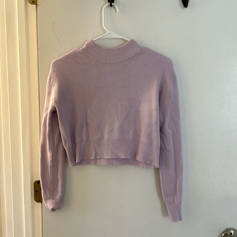 Lavender Turtle Neck Crop Top